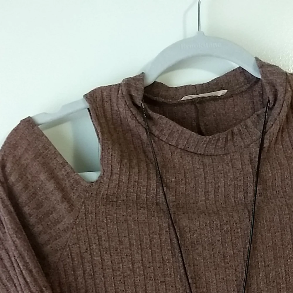 Pinc Ribbed Knit Light Brown Dress